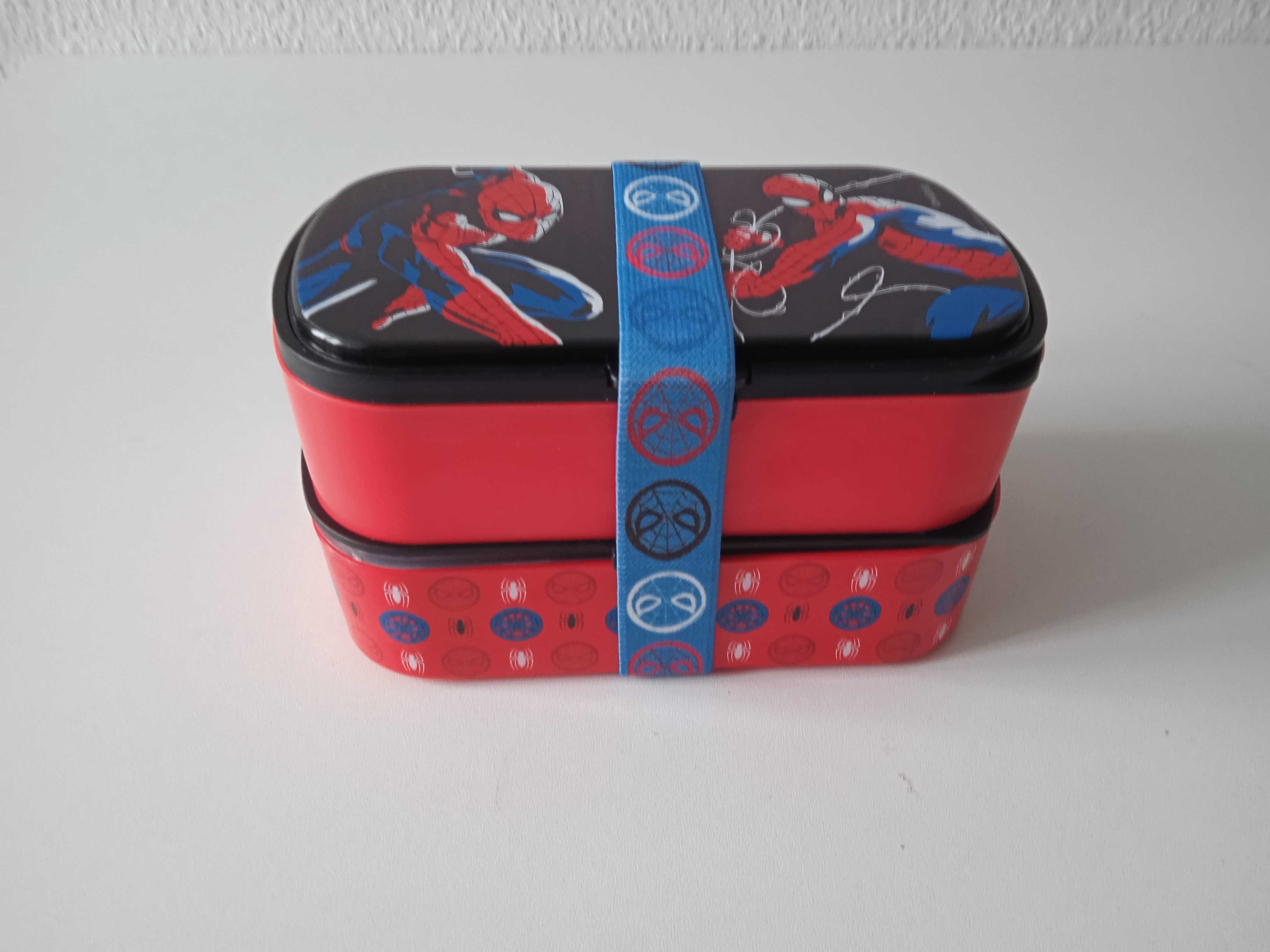 Podwójny pojemnik na jedzenie plus sztućce Śniadaniówka Spiderman