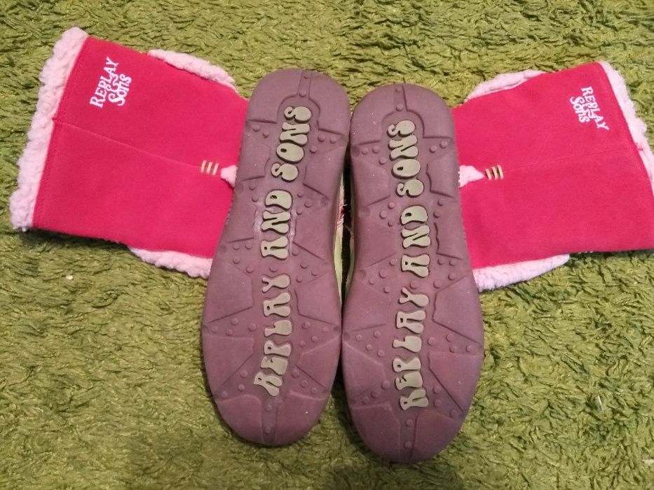 сапоги новые кожа замша бренд REPLAY&SONS красные