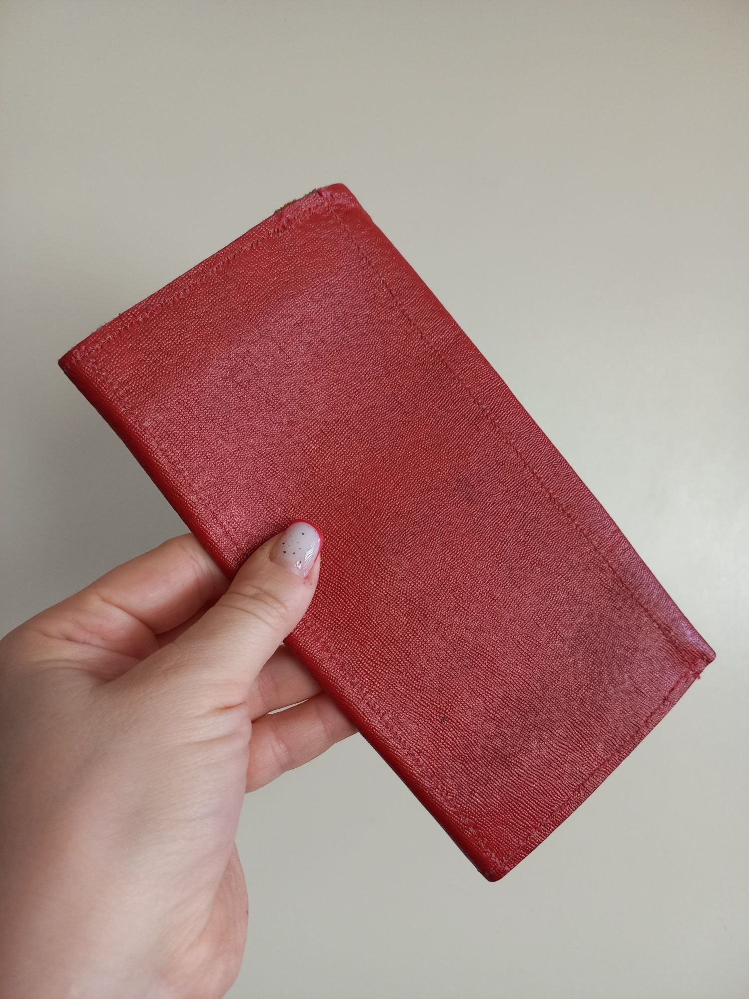Kopertówka portfel czerwony saszetka skóra naturalna skórzana vintage