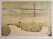 Serigrafia Navio no Tejo, Carlos, pintura, moldura