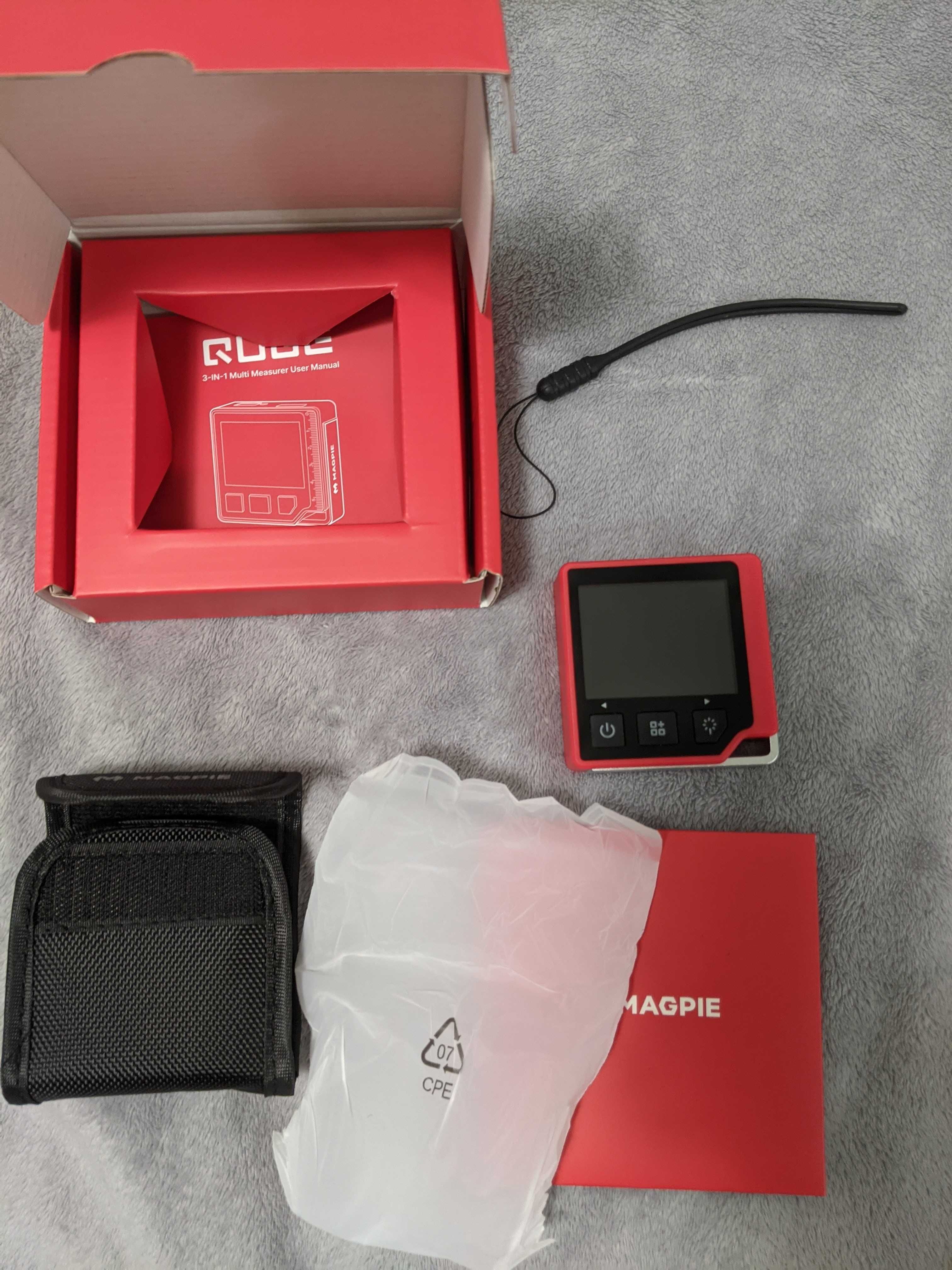 QUBE: 3-in-1 Digital Angle, Level, Distance Meter