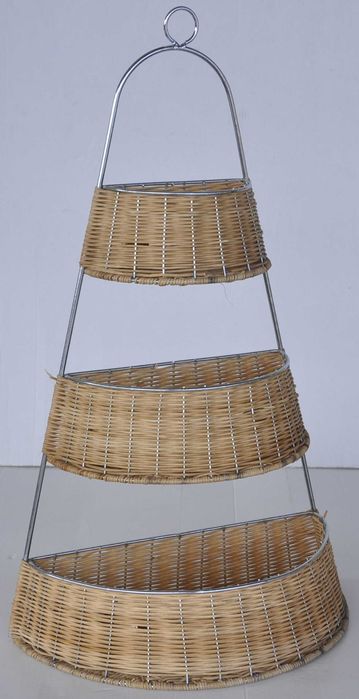 Półka Wisząca z Rattanem Wieszak Trzy Półki Zaokrąglone Używana