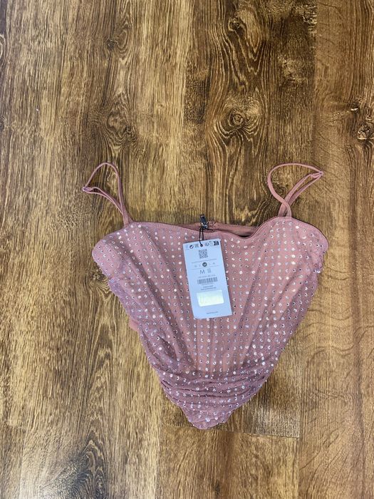 Brokatowy top Bershka M diamenciki viral święta sylwester