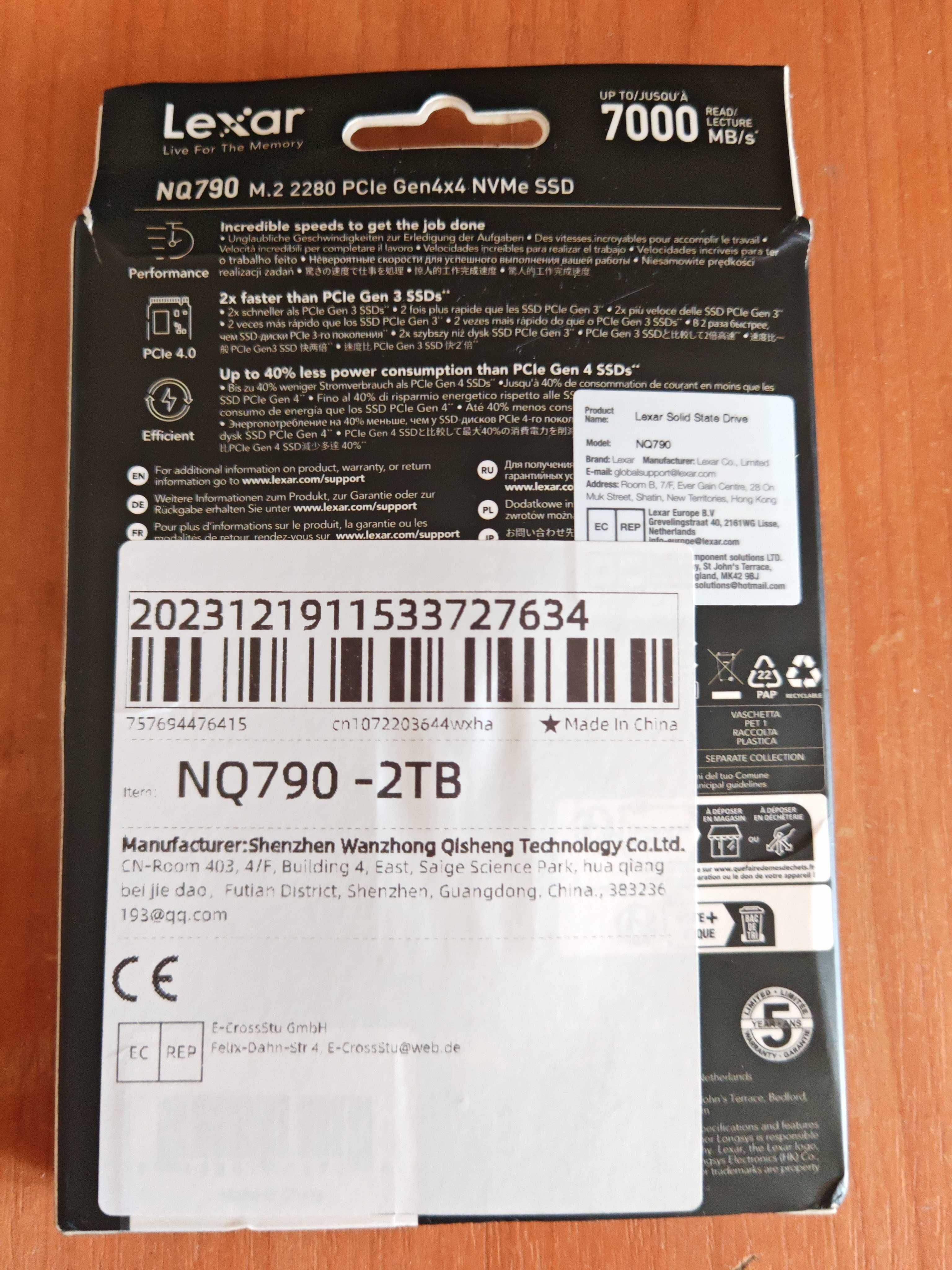 ‼️SSD Lexar NQ790 2tb (m.2 Psi-xp 4.0)