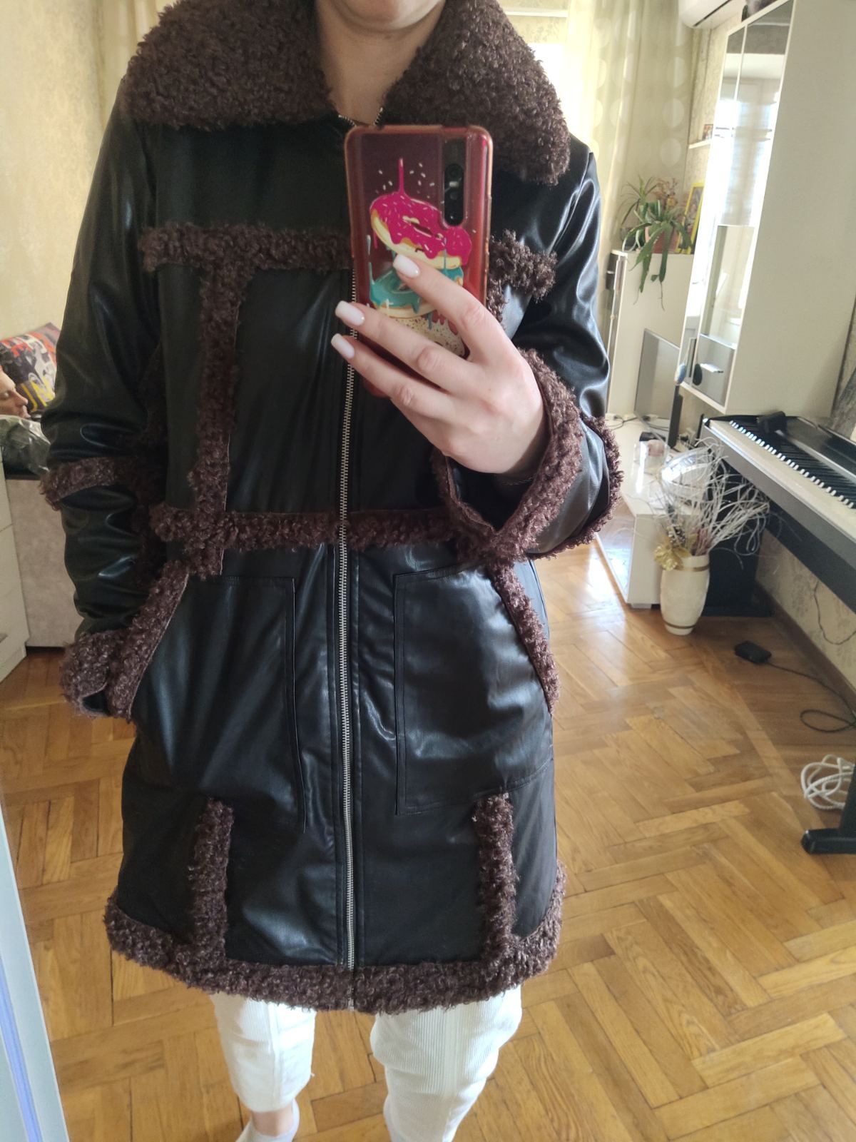 Teddy trimet coat крутезнв подовжена куртка H&M