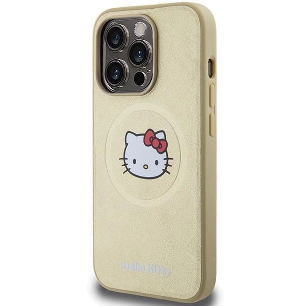 Etui Skórzane Hello Kitty MagSafe do iPhone 13 Pro Max - Złote