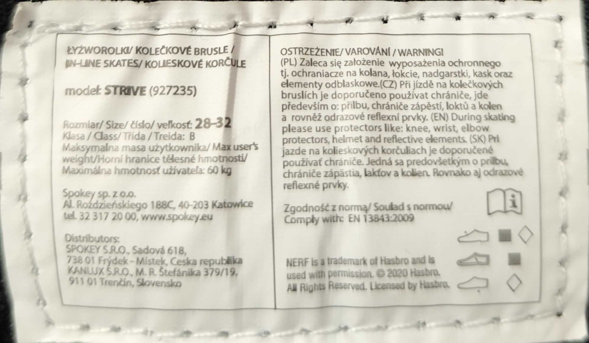 Rolki dziecięce NERF 28-32