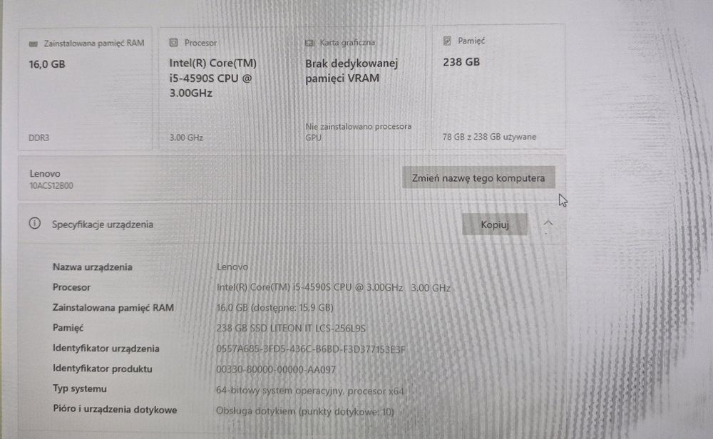 Komputer All in One Lenovo M93z Dotykowy ekran AIO