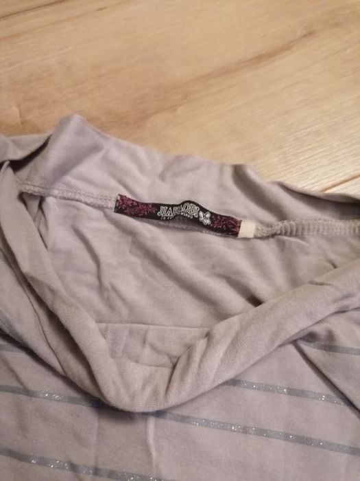 Tunika jasna w prążki z brokatem