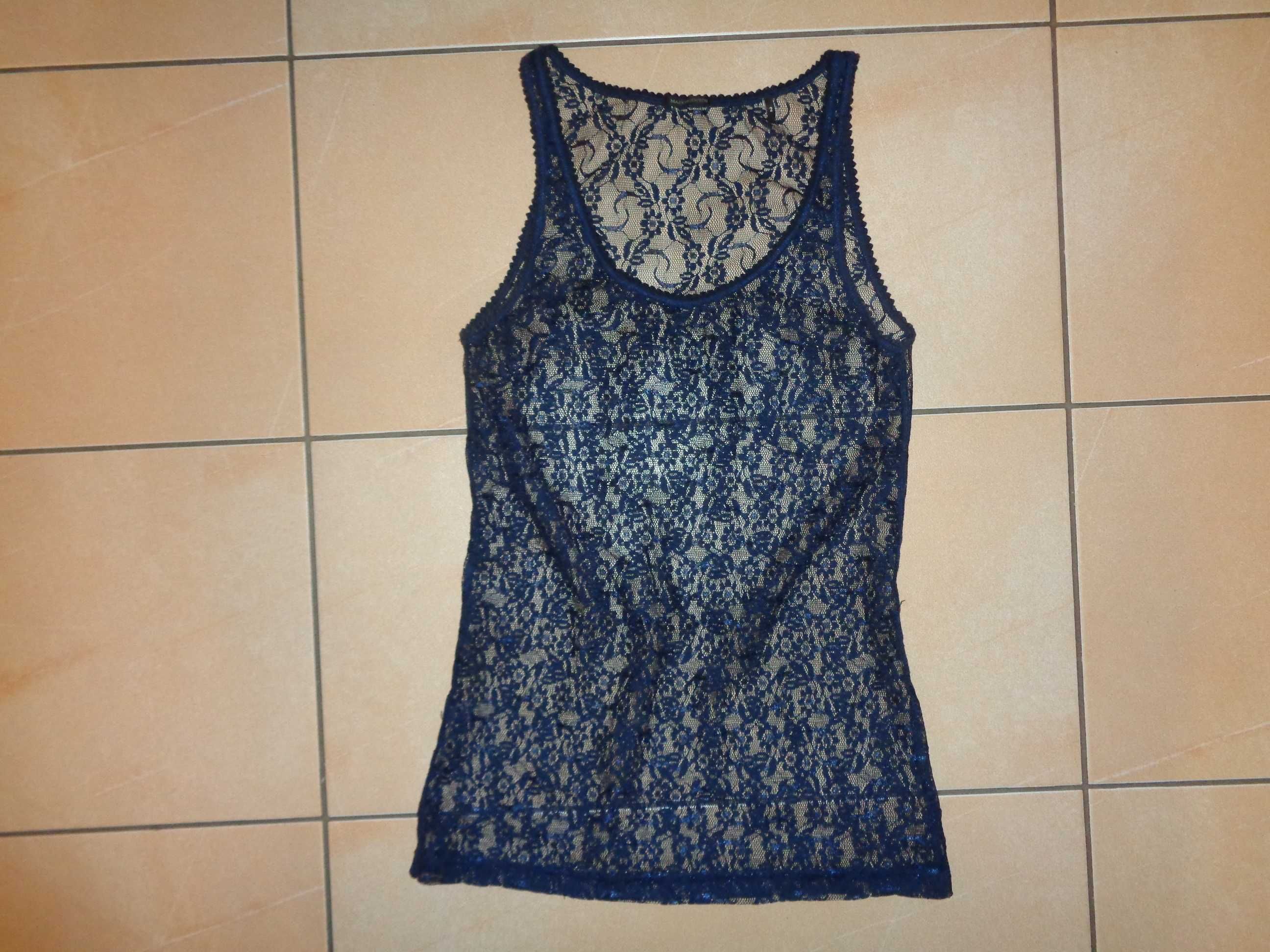 MAISON SCOTCH oryg. koronkowa granatowa navy koszulka top tshirt 38/ M