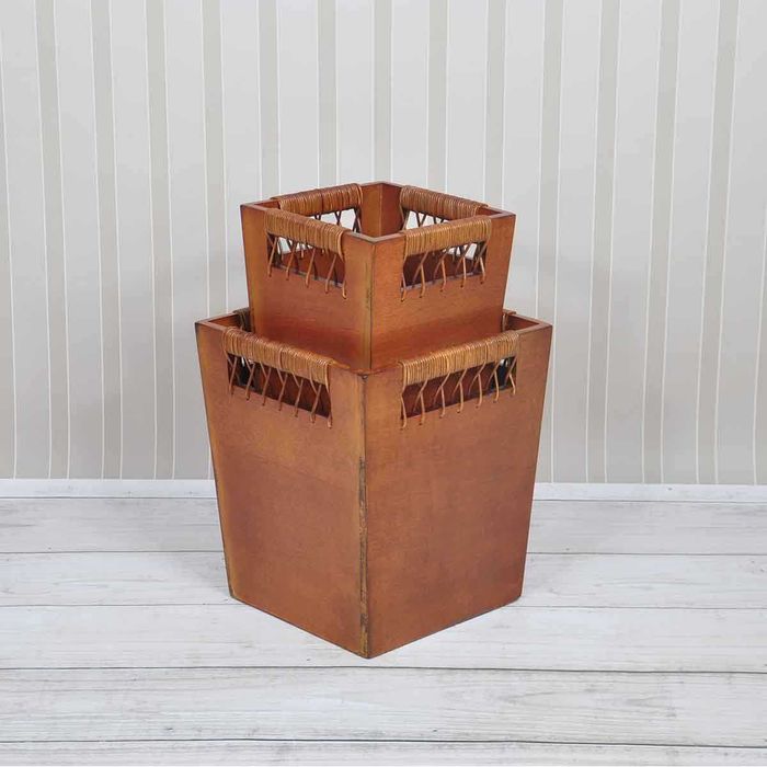 Osłonki 2 szt kpl. drewno rattan 29x25 cm, 25x24 cm
