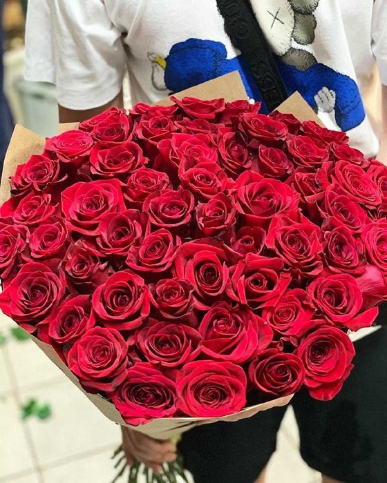 Букет, красных роз, 55 роз - акция! Цветы Днепр, доставка цветов