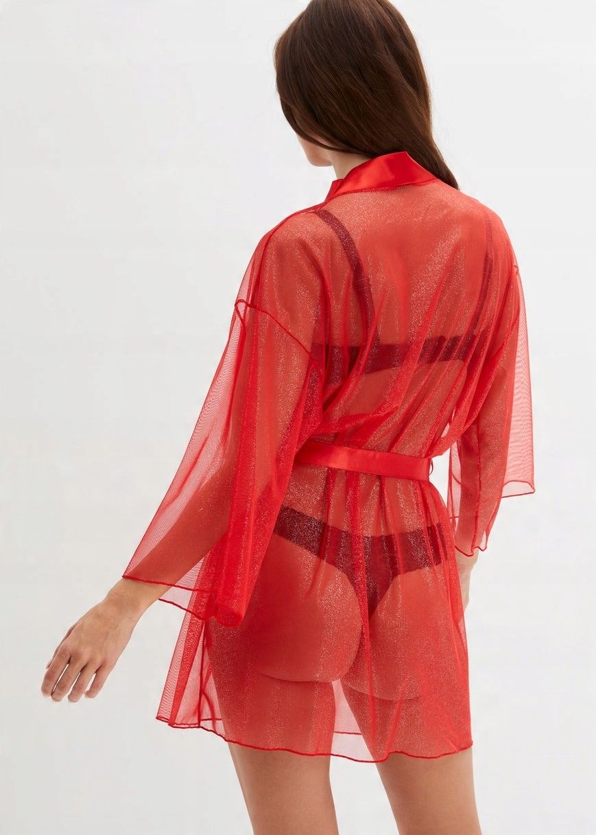 VENUS kimono szlafrok z siateczkowy czerwony ^44/46