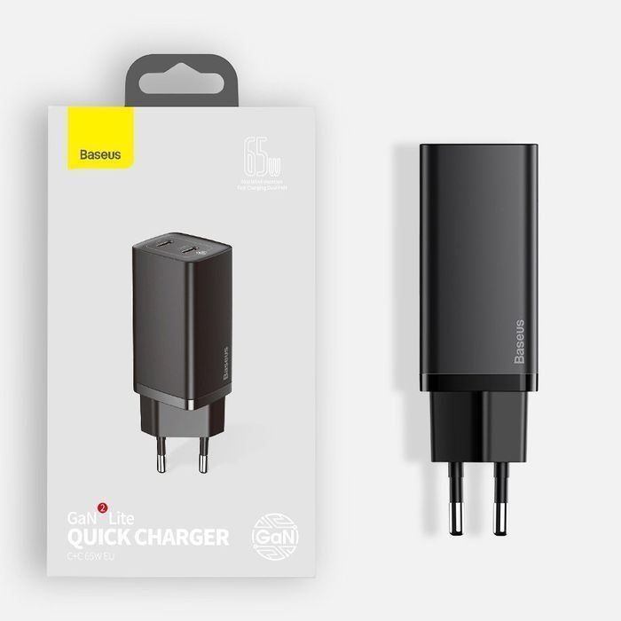 Ładowarka sieciowa Baseus GaN2 Lite 65W USB-C - Czarny