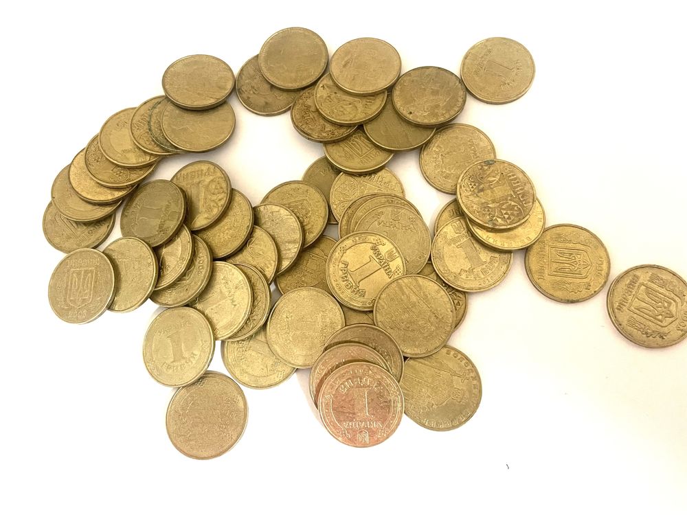 Монети 1 гривня жовті