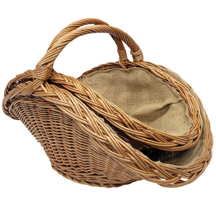 Kosz wiklinowy na drewno z jutą kominkowy zestaw 2 sztuki mały i duży