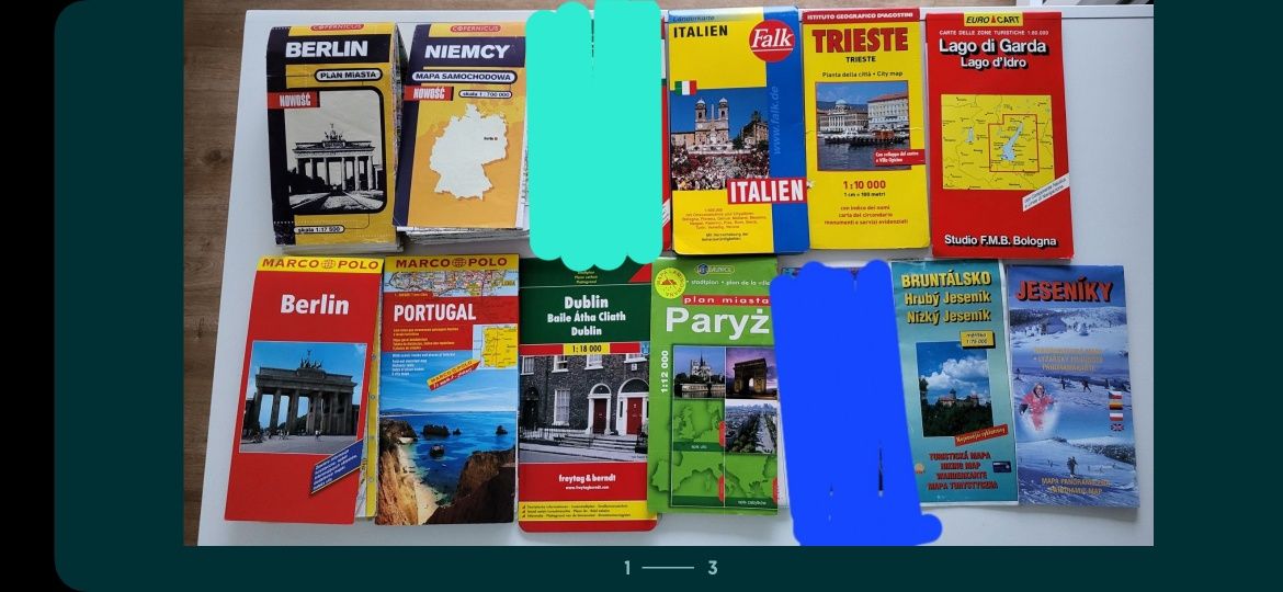 Mapy europy plany miast Niemcy Włochy Portugalia zestaw 23 szt
