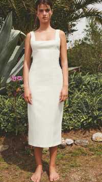 Zara жіноча нова сукня розмір хс міді біла з підкладкою
