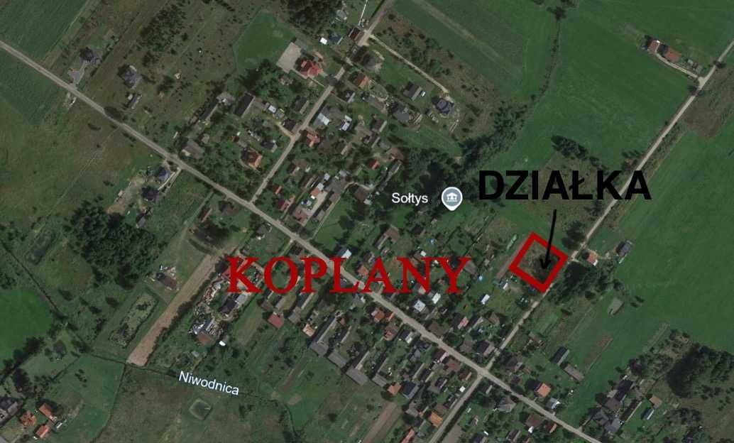 działka budowlana Koplany prąd i kanalizacja 817m