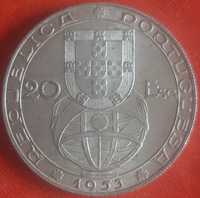 20 escudos 1953 Renovação Financeira em prata