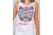 tie dye frędzle lew tygrys kolorowa bluzka festiwal M 38 S 36