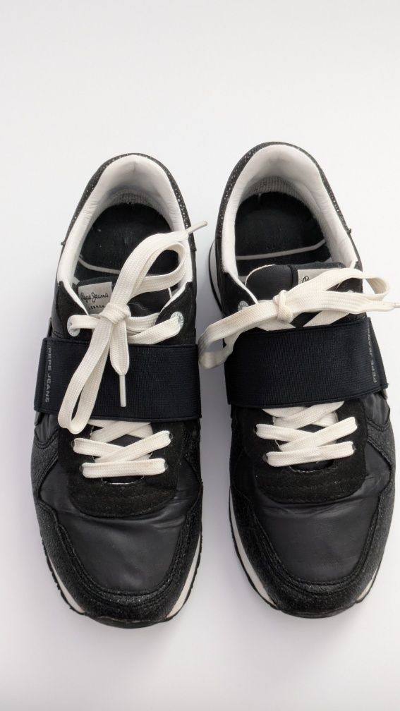 Buty sportowe adidasy damskie 39 Pepe Jeans czarne brokat