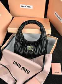 MiuMiu Wander Matelassé Nappa Leather Mini Hobo Bag Black