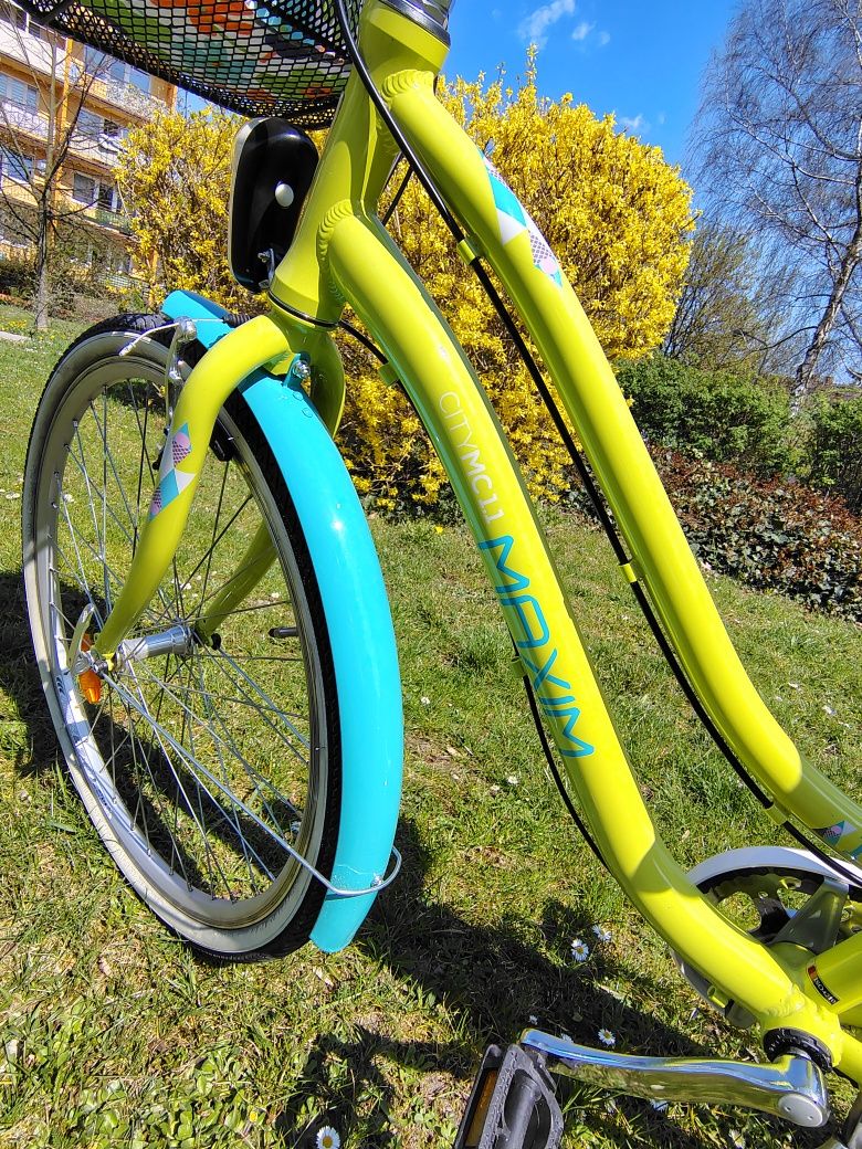Rower Zasada Maxim City mc 1.1  26" pistacjowy; koszyk, zapięcie