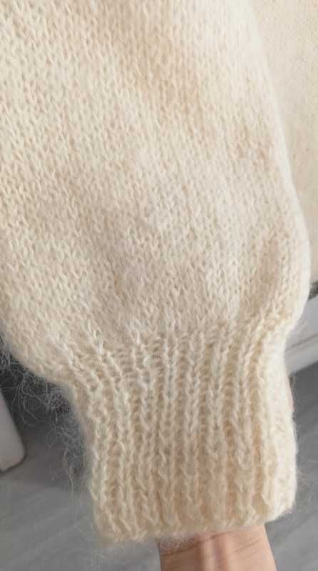 xs s m l  oversize kremowy sweter wełniany 100% moher szafa kapsułowa