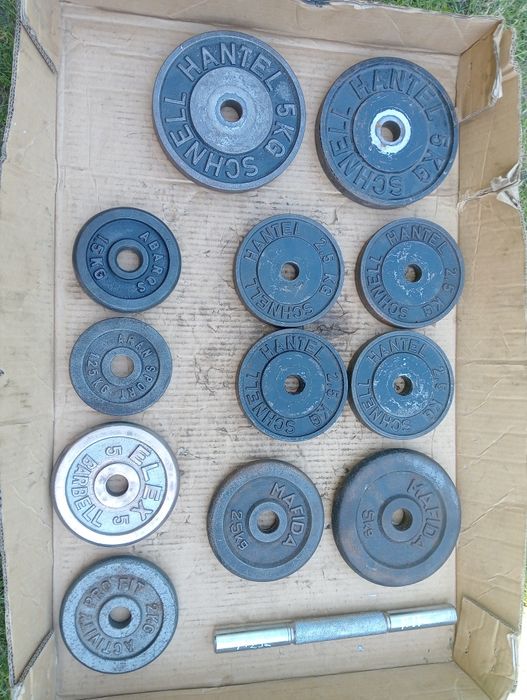 Zestaw do ćwiczeń hantle i ciężarki całość 38 kg