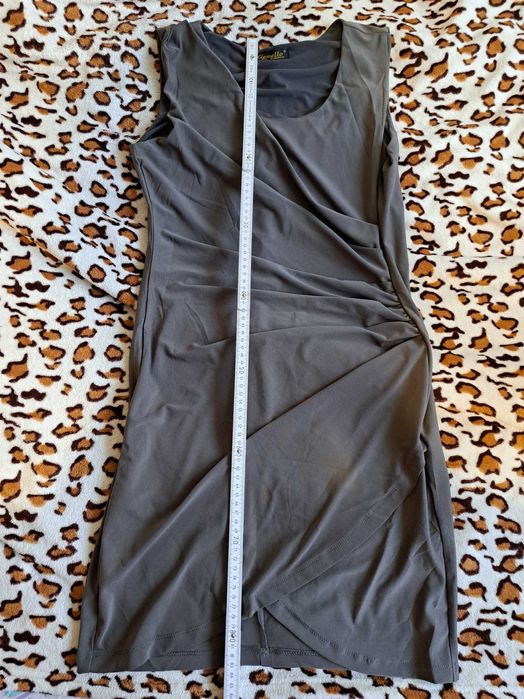 Sukienka mini, szara, ołówkowa, bawełna+ poliester, rozm. M/L