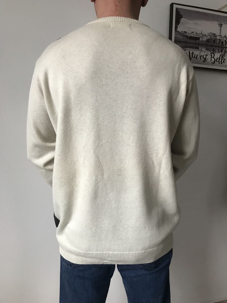 Fred Perry sweter męski XL 100% wełna