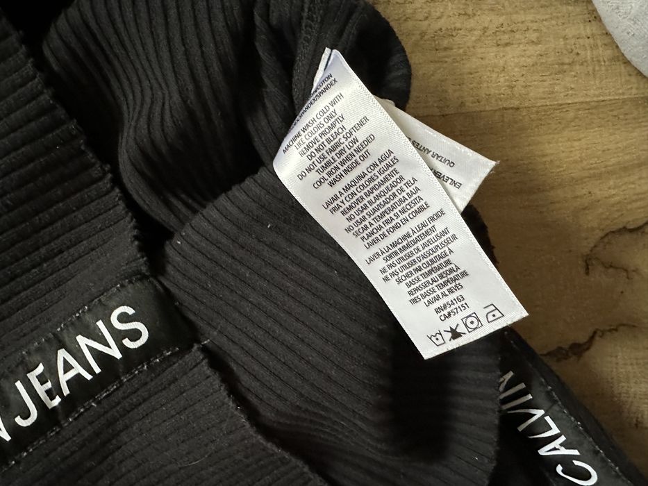 Sukienka czarna calvin klein s na ramiączka ck tank lampasy logo