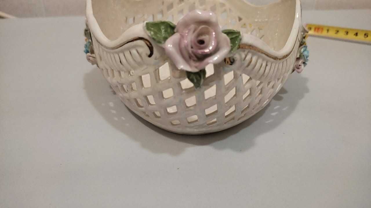 Koszyk porcelanowy ażurowy ręcznie malowany sze. 20 GL 15 wys 8