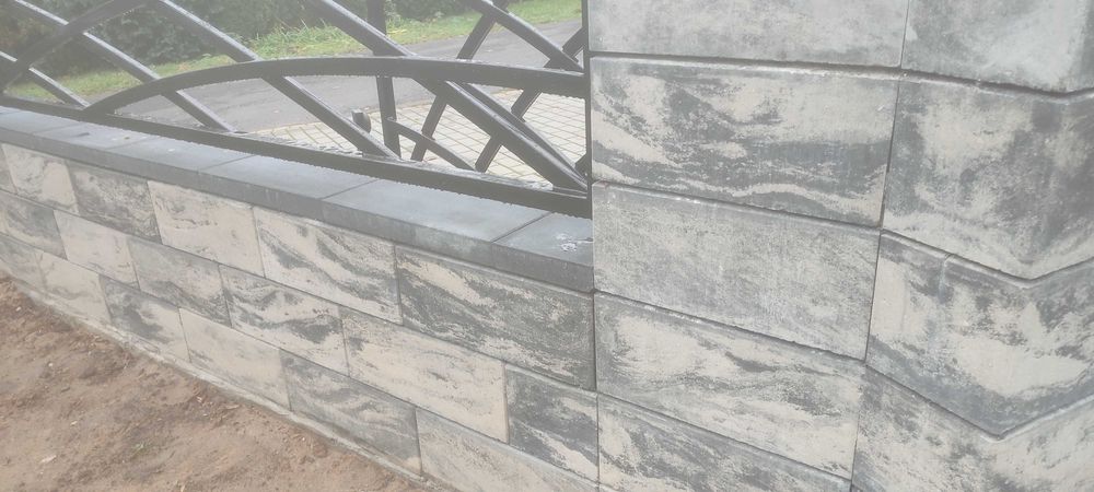 Bloczek Cobus ogrodzenie gładki Buszrem mix stalowy grafit muszlowy