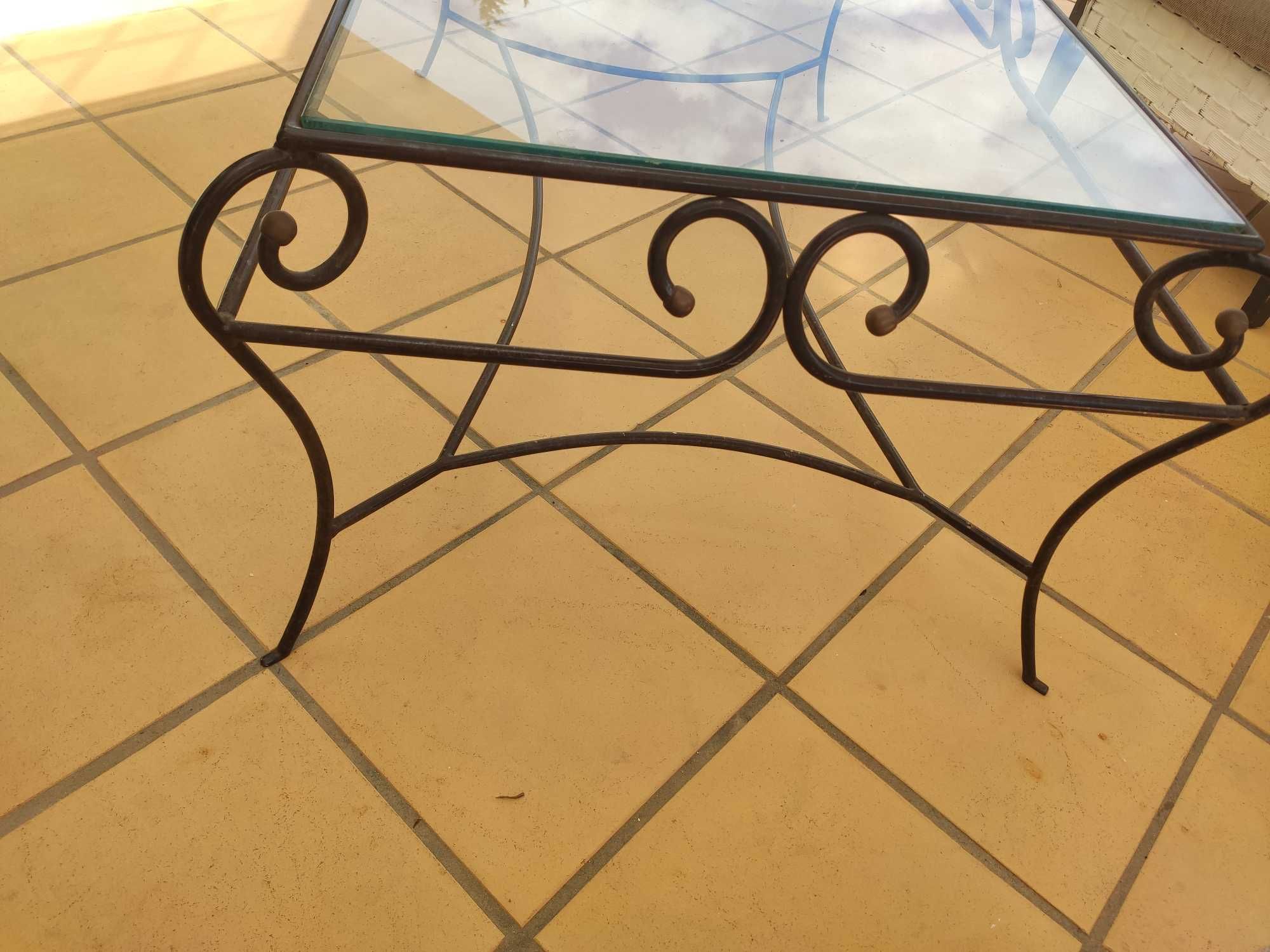 Mesa de centro retangular  vidro e ferro