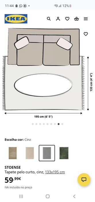 Tapete STOENSE IKEA - Cinza