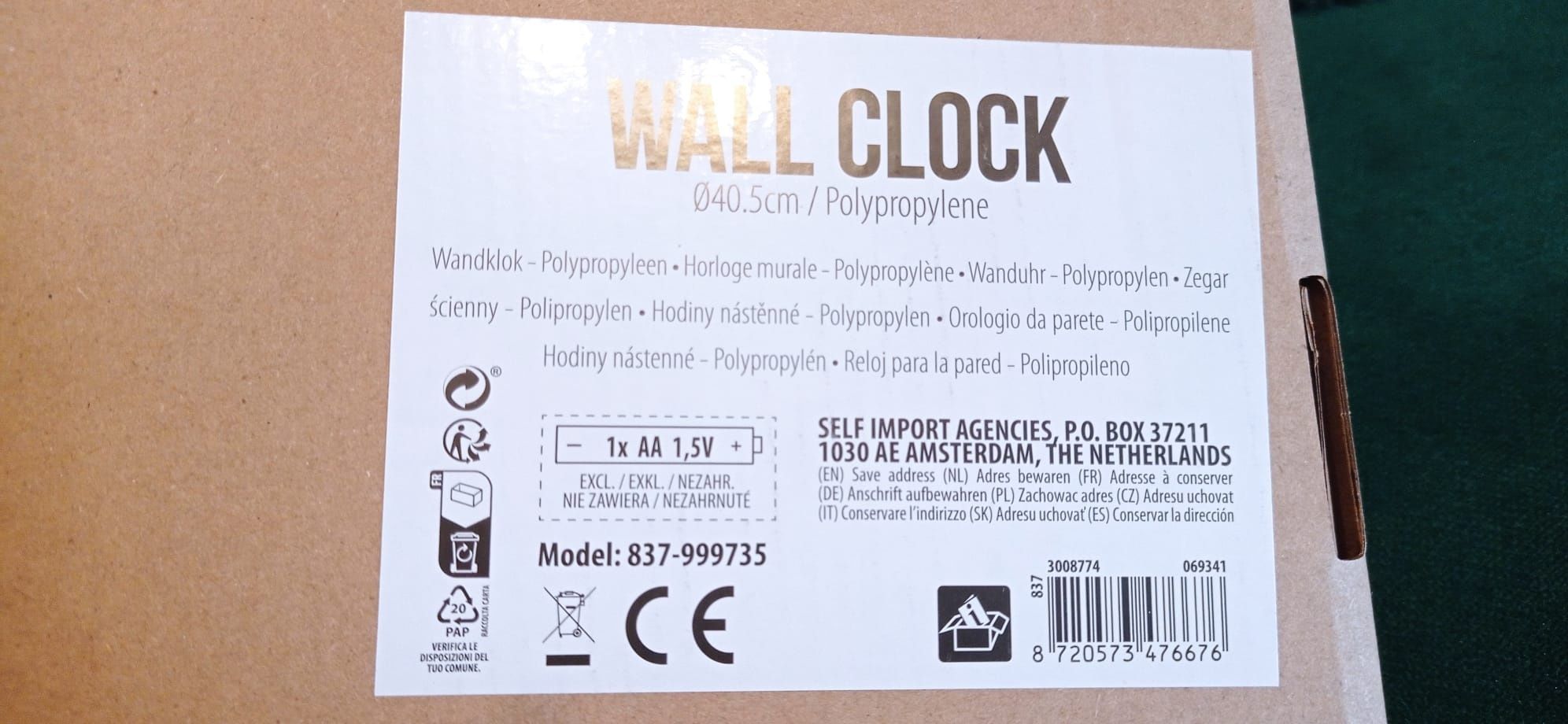 Nowy biały zegar ścienny 40 cm