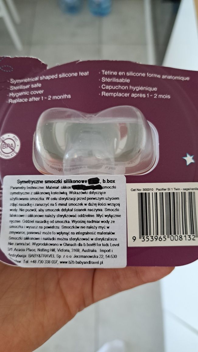 Smoczek silikonowy symetryczny b.box nowy