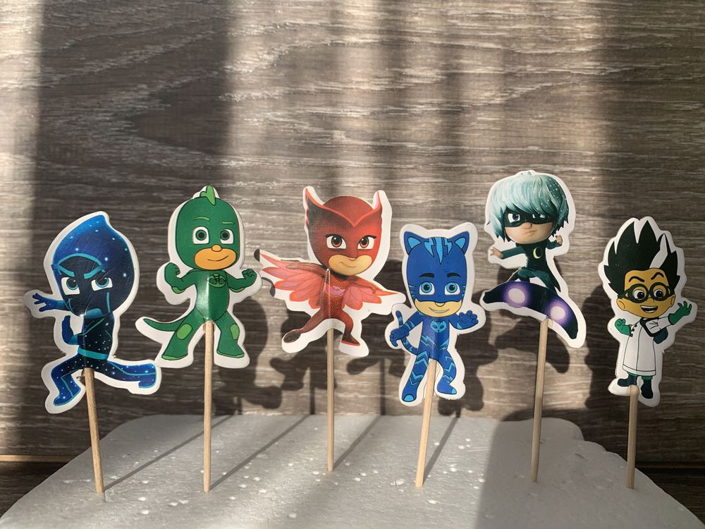 Топперы для украшения торта на день рождения PJ Masks «Герои в масках»