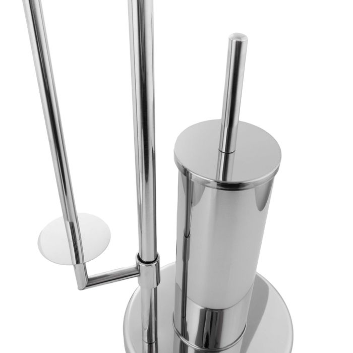 Stojak na papier toaletowy szczotka WC + uchwyt Czarny Bambus Chrom