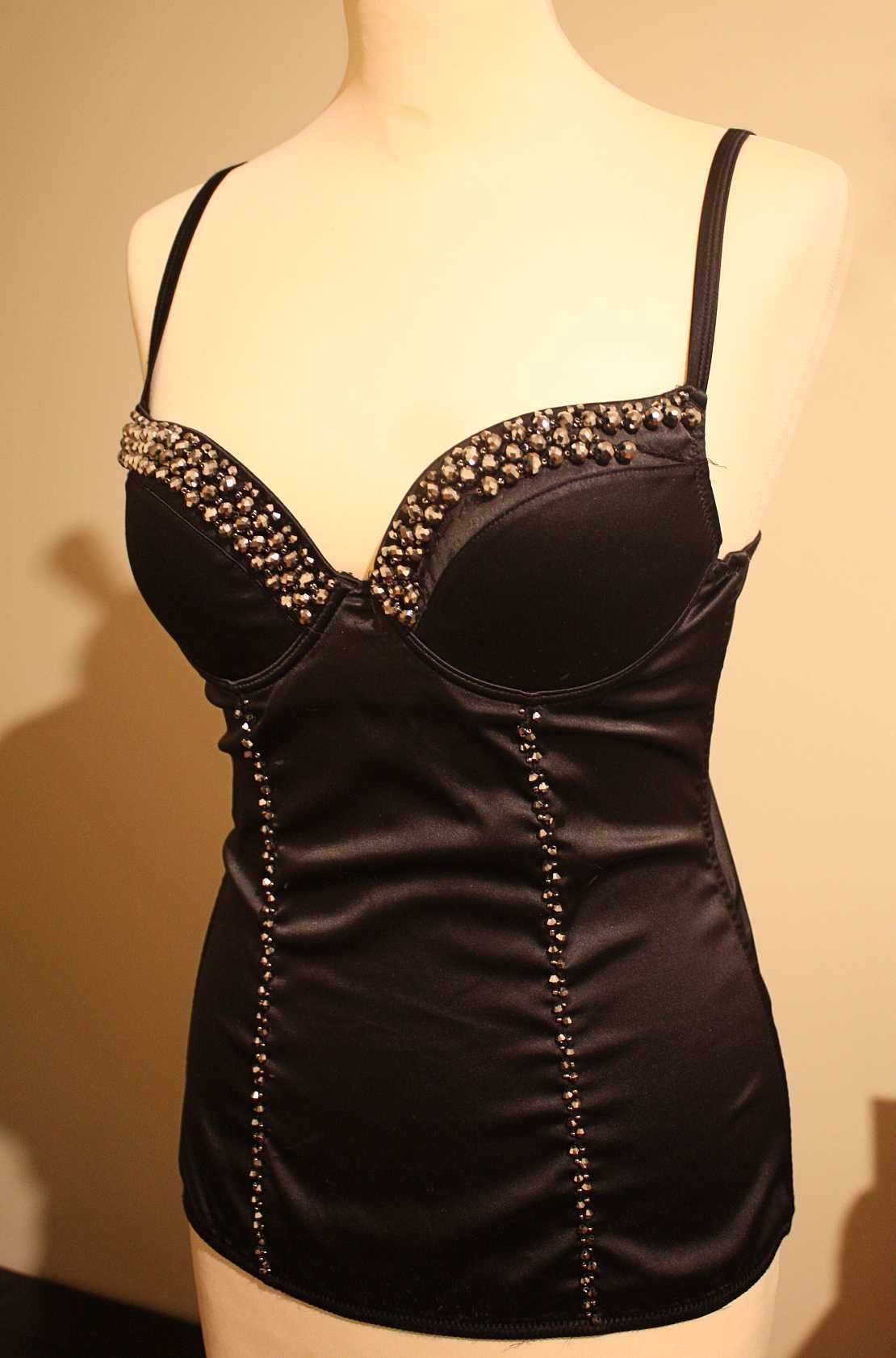 Top/Corpete Acetinado Preto da Intimissimi