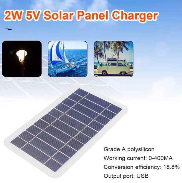 Panel solarny - 2W - USB - ładowarka do telefonu - awaryjne zasilanie