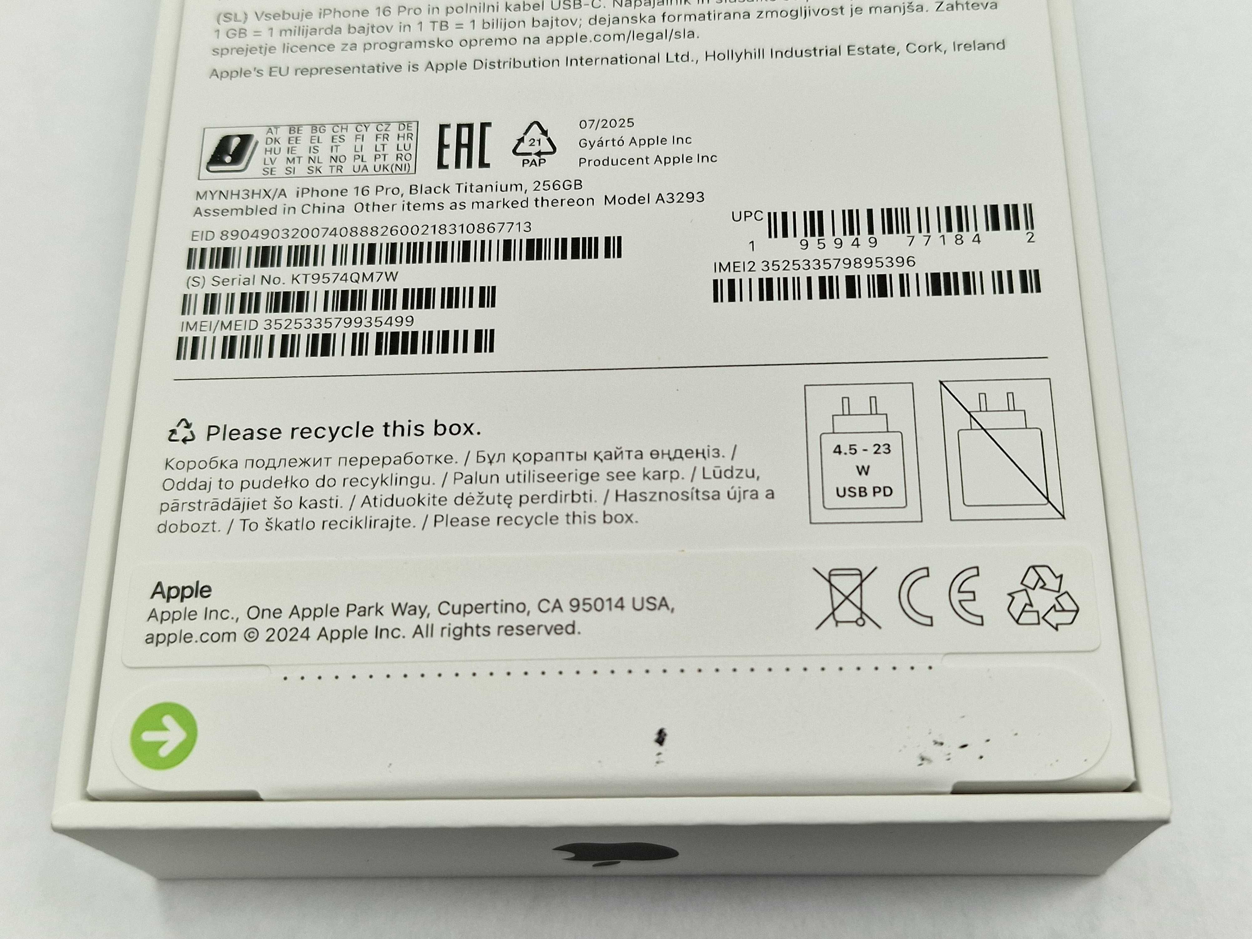 PL! Iphone 16 PRO 256GB/ Black Titanium/ A3293/ GW12/ BEZ RAT!