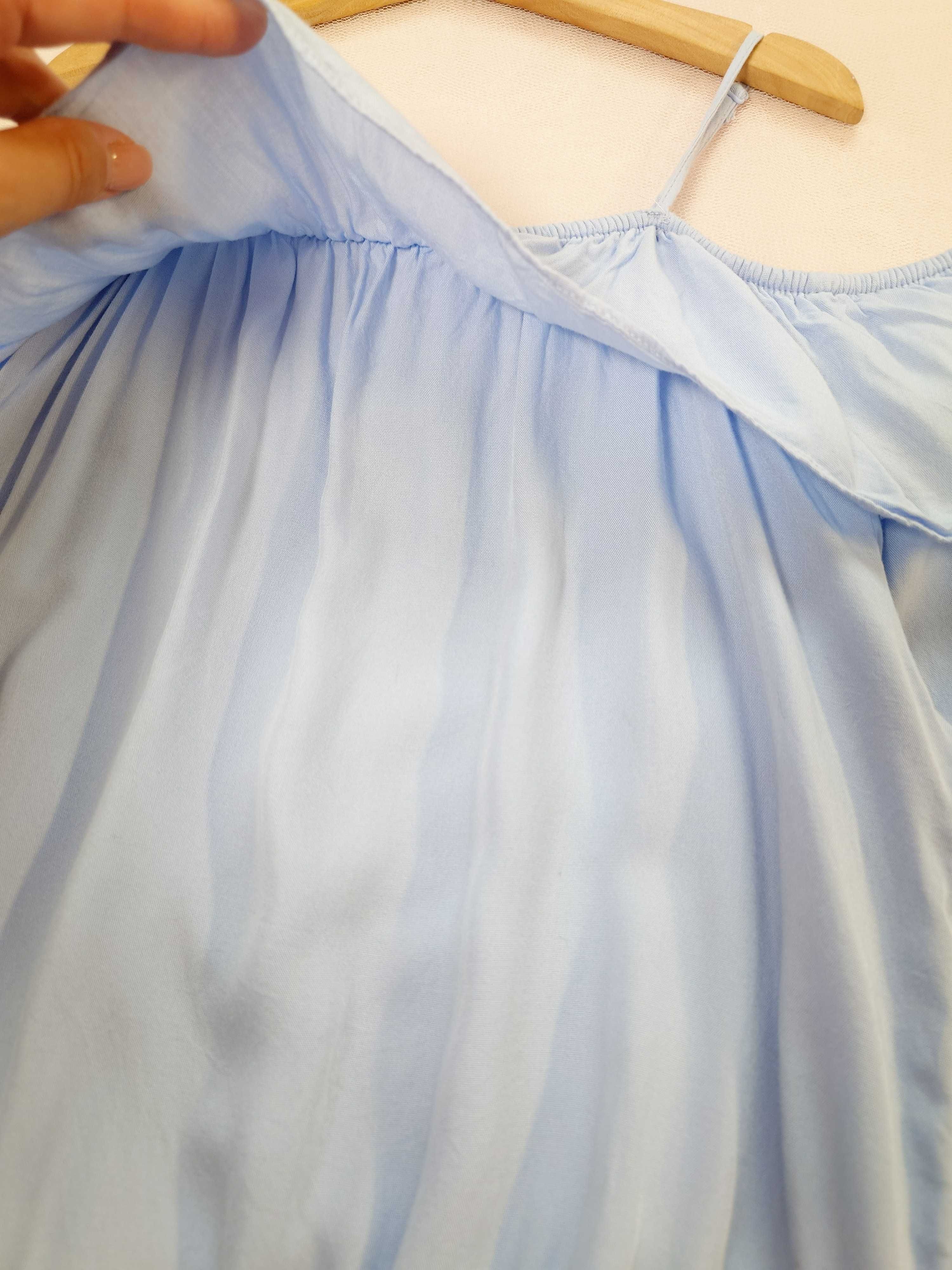 Bluzka w kolorze niebieskim z odkrytymi ramionami, H&M 164