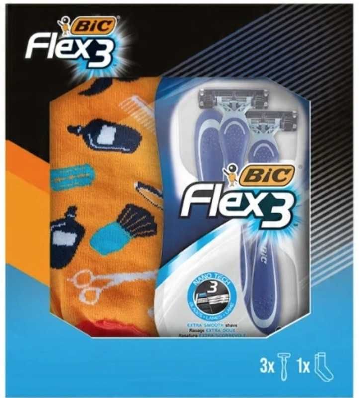 Nowy zestaw Bic flex 3 maszynki do golenia modne skarpetki