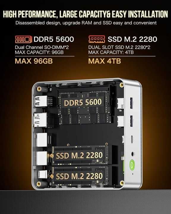 GMKtec K9 Mini PC Intel Core Ultra 5 125H Win11 DDR5 WiFi6/BT5.2 64GB+