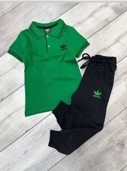 Komplet dres dla chłopca bluzka + spodnie polówka zielony 104/110