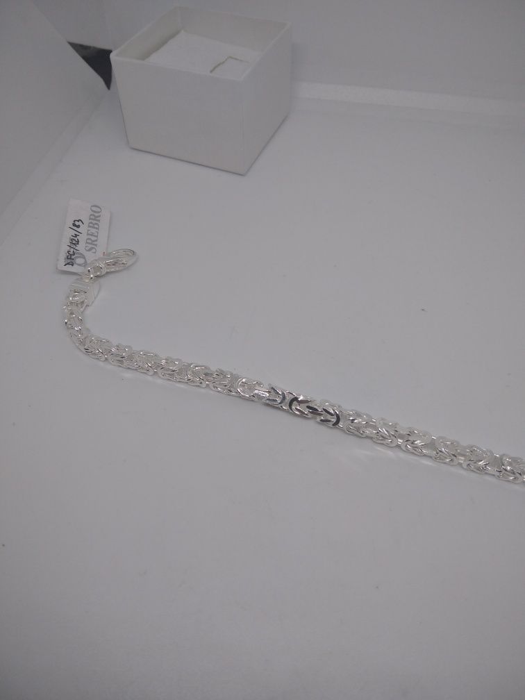Srebrna bransoletka splot królewski srebro 925 22cm