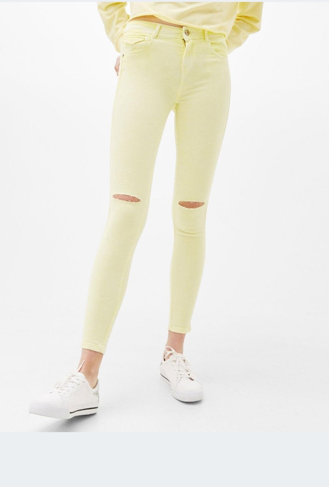 Bershka skinny jasnożółte z metki 40, moim zdaniem 38